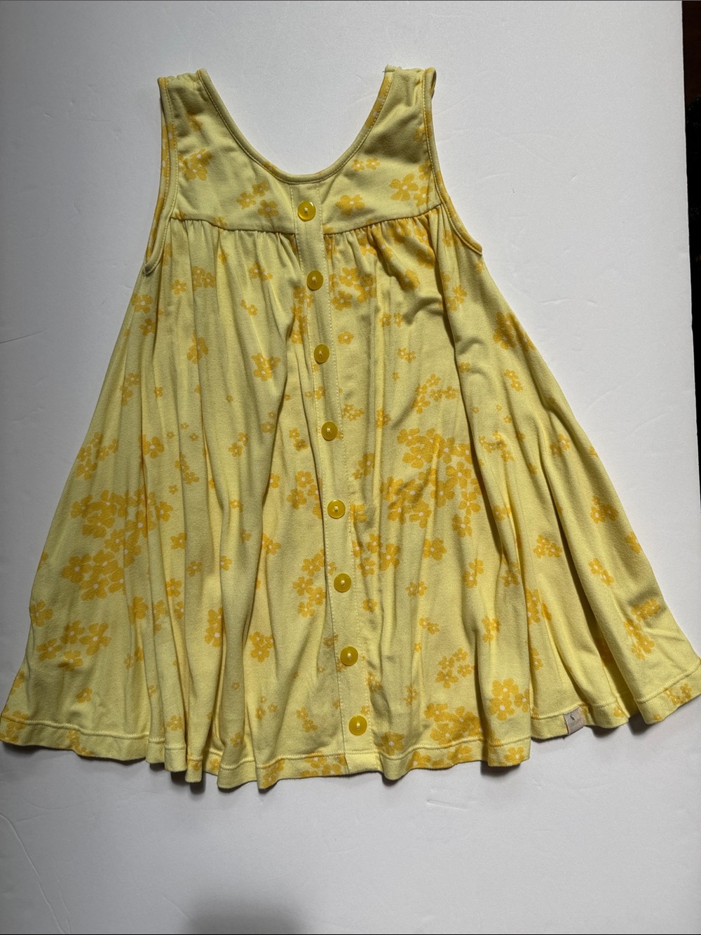 OMI JO 4T Pockets Yellow Floral Faux Button Detail A Line Tank Dress Girls WDW